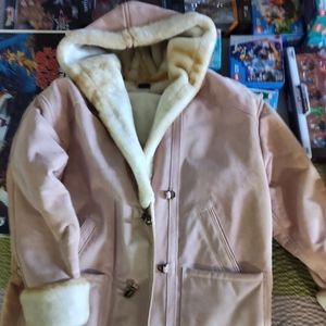 Vintage Women's Gallery Genuine Leather Coat - Warm Hooded Winter Parka - L